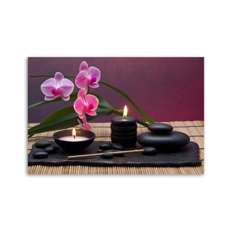 Leinwandbild - Orchidee Steine Zen Spa | Feeby