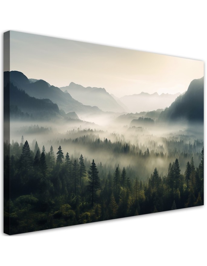 Bild auf Leinwand - Berglandschaft im Nebel | Feeby