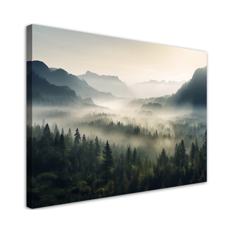 Bild auf Leinwand - Berglandschaft im Nebel | Feeby
