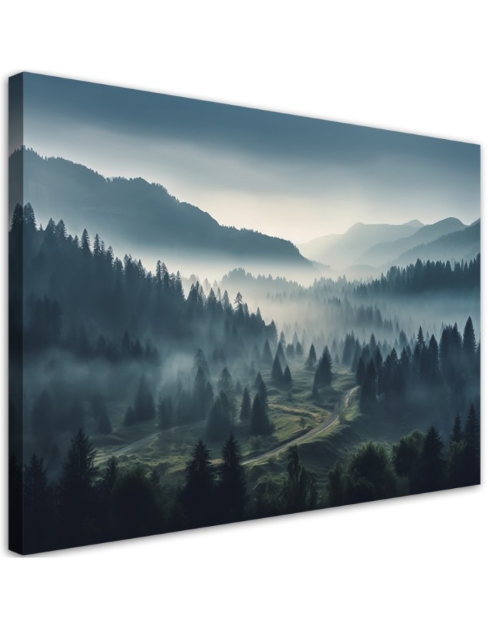 Leinwandbild - Wald im Nebel | Feeby