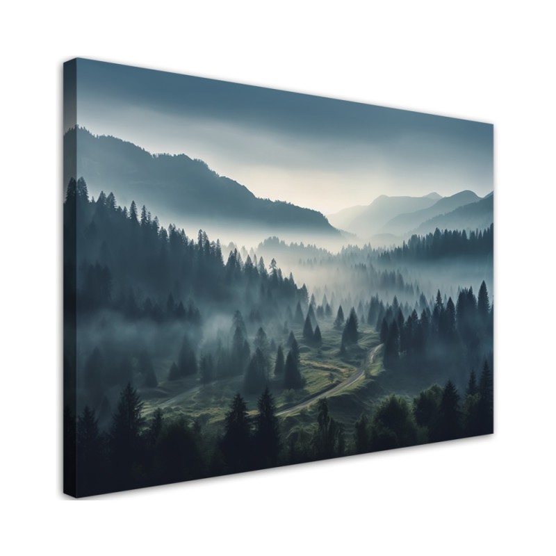 Leinwandbild - Wald im Nebel | Feeby