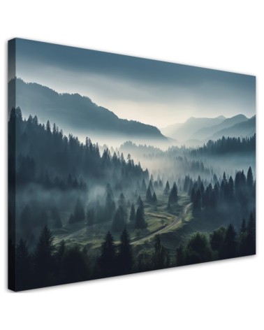 Leinwandbild - Wald im Nebel | Feeby