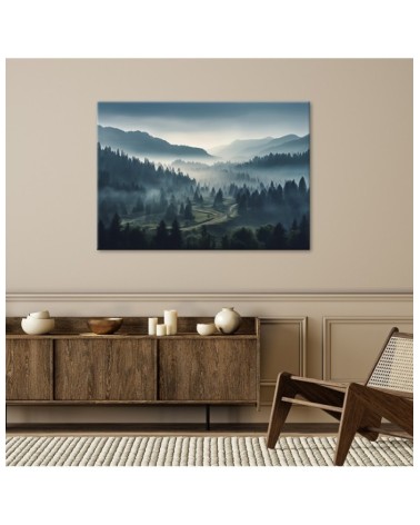 Leinwandbild - Wald im Nebel | Feeby