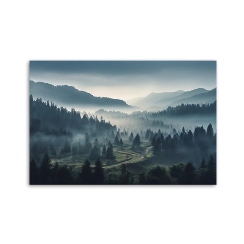 Leinwandbild - Wald im Nebel | Feeby