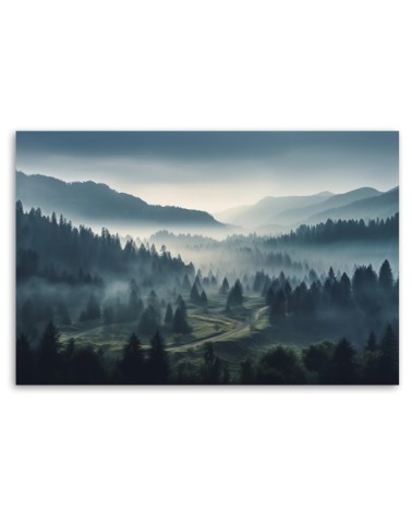Leinwandbild - Wald im Nebel | Feeby