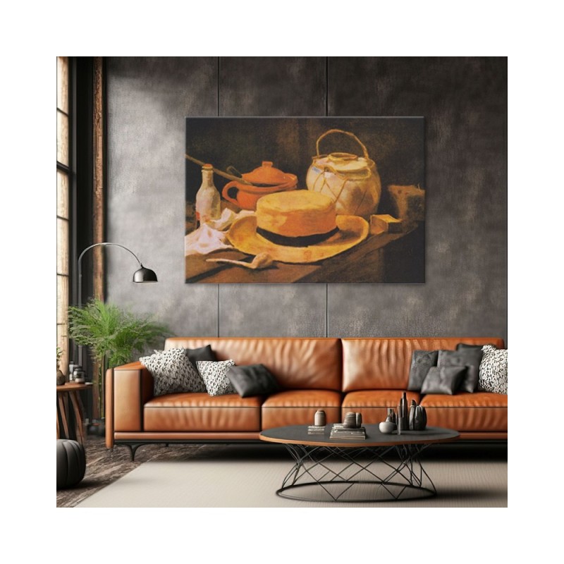 Leinwanddruck - Reproduktion Stilleben mit gelbem Strohhut | Feeby