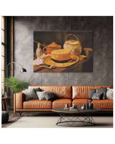 Leinwanddruck - Reproduktion Stilleben mit gelbem Strohhut | Feeby