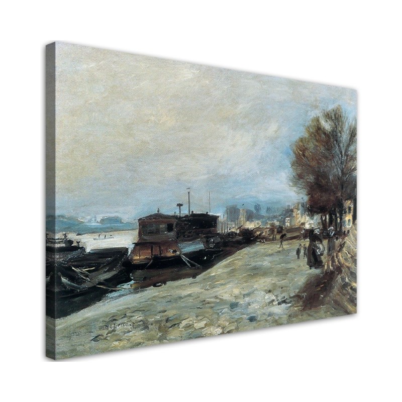 Canvas print reproduction - Boat on the banks of the Seine | FEEBY