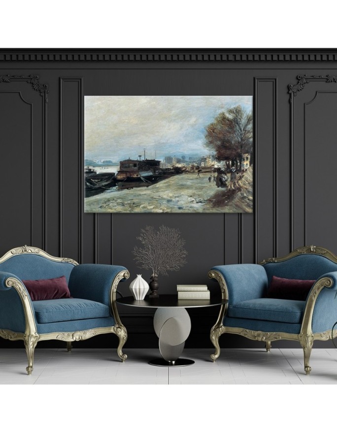 Canvas print reproduction - Boat on the banks of the Seine | FEEBY