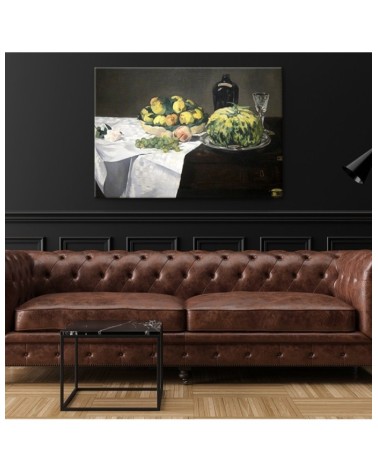 Bild auf Leinwand - Stilleben mit Melone und Pfirsichen | Feeby
