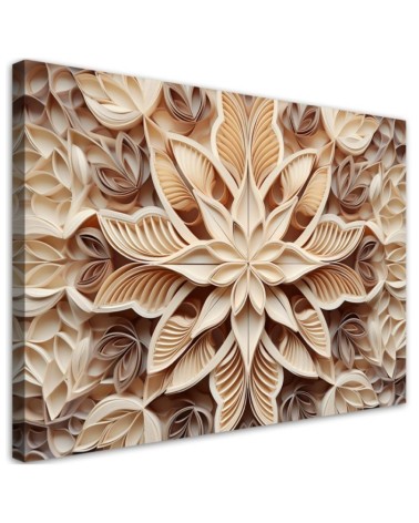 Wall painting for living room - Flowers 3d nature beige | FEEBY
