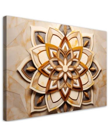 Canvas print for living room - AI flowers nature beige | FEEBY