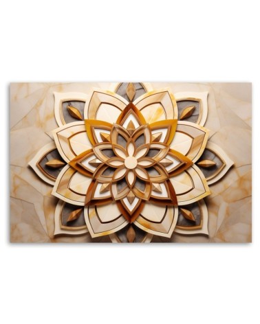 Obraz do salonu - Kwiaty AI natura beżowy | FEEBY