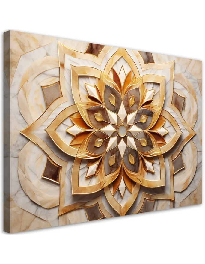 Bild auf Leinwand - Wohnzimmer Bild - Beige Blume 3D | Feeby