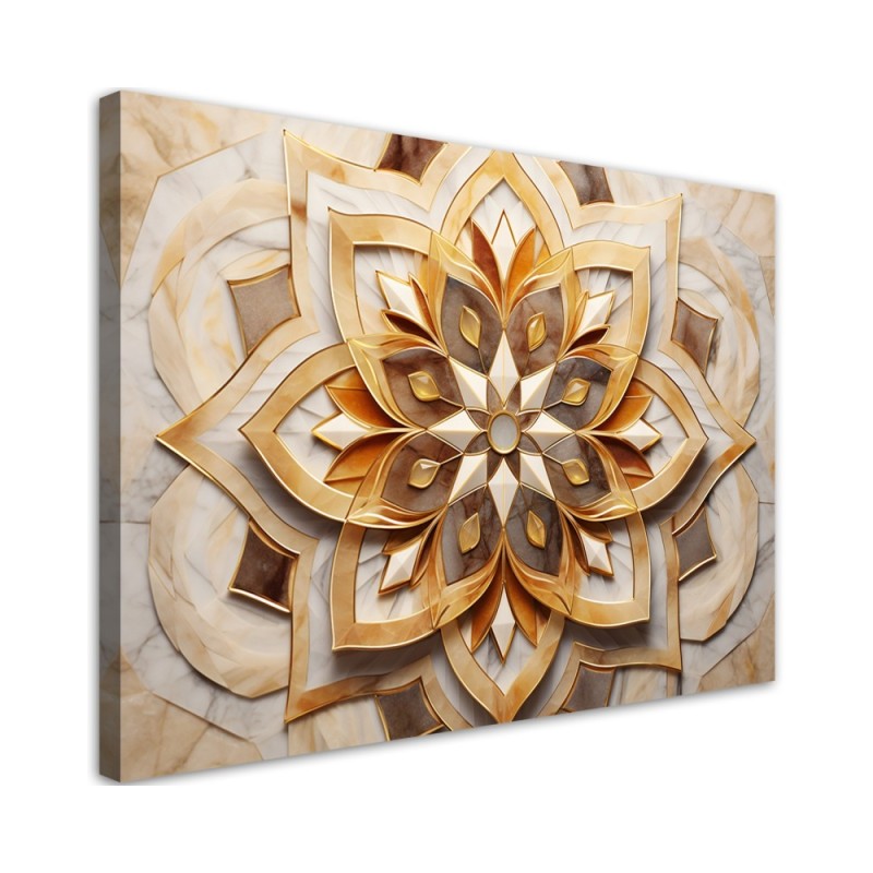 Bild auf Leinwand - Wohnzimmer Bild - Beige Blume 3D | Feeby