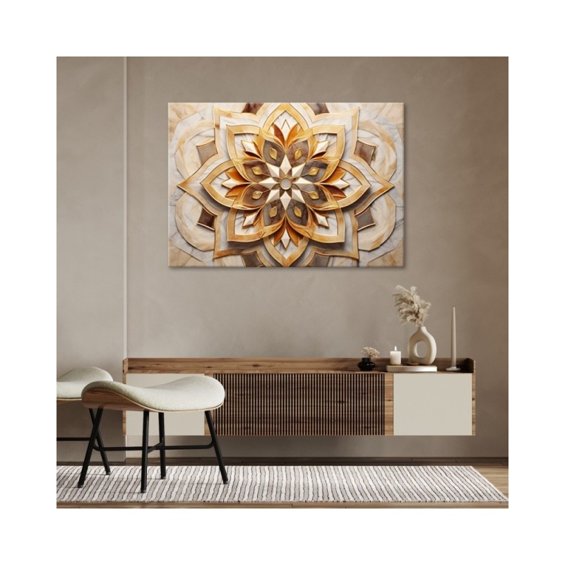 Bild auf Leinwand - Wohnzimmer Bild - Beige Blume 3D | Feeby