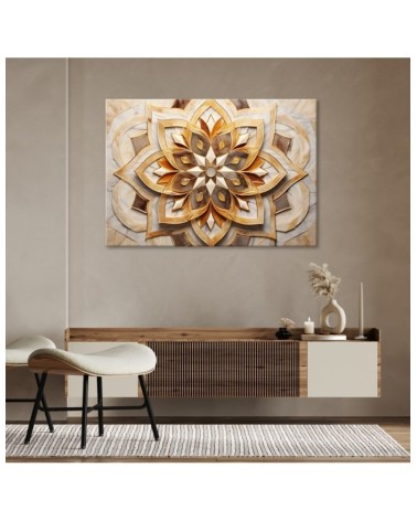 Bild auf Leinwand - Wohnzimmer Bild - Beige Blume 3D | Feeby