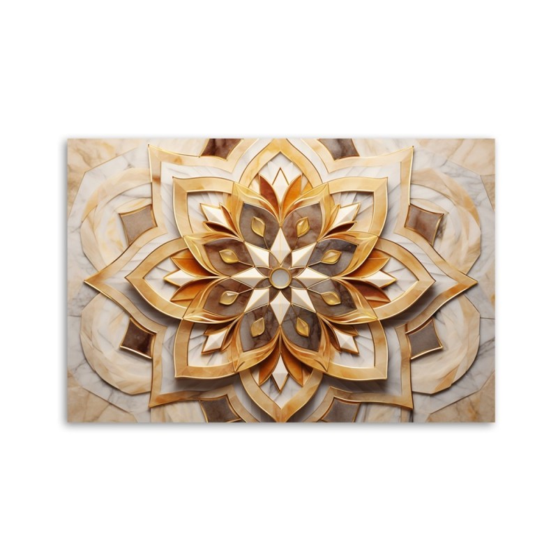 Bild auf Leinwand - Wohnzimmer Bild - Beige Blume 3D | Feeby