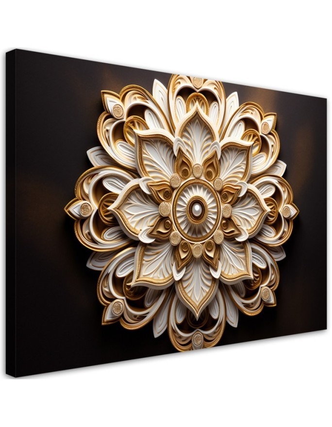 Bild auf Leinwand - AI abstrakte goldene Blume 3d | Feeby