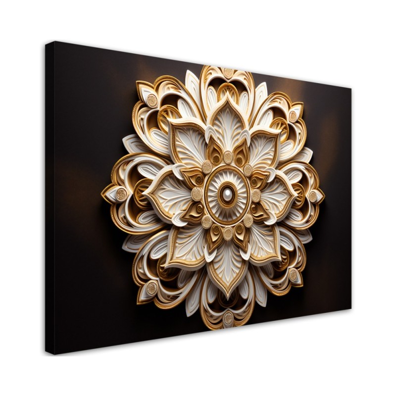 Bild auf Leinwand - AI abstrakte goldene Blume 3d | Feeby