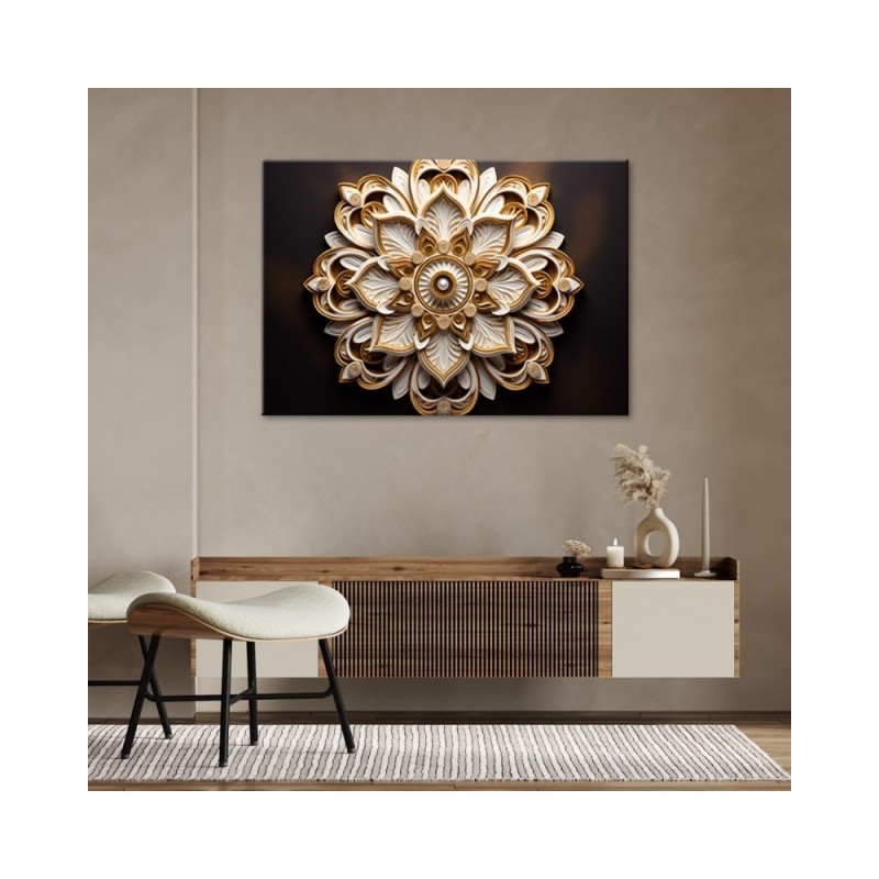Bild auf Leinwand - AI abstrakte goldene Blume 3d | Feeby