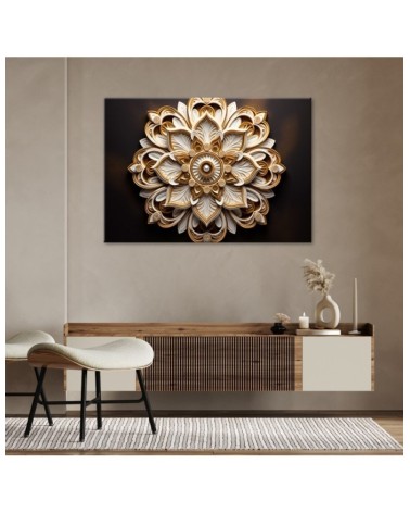 Bild auf Leinwand - AI abstrakte goldene Blume 3d | Feeby