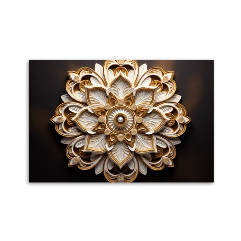 Bild auf Leinwand - AI abstrakte goldene Blume 3d | Feeby