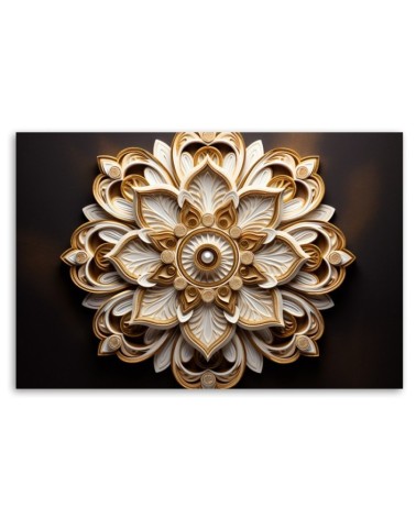 Bild auf Leinwand - AI abstrakte goldene Blume 3d | Feeby