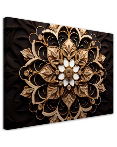 Printed canvas print for bedroom - AI golden flower 3d | FEEBY
