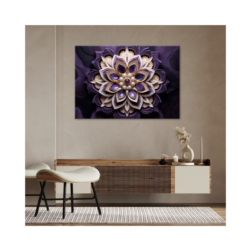 Leinwandbild - Blume violett Diamant 3D | Feeby