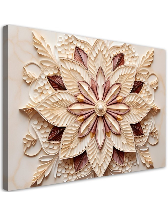 Dekoratives Leinwandbild - AI Blume beige | Feeby