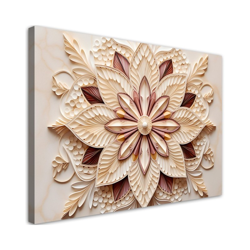 Dekoratives Leinwandbild - AI Blume beige | Feeby
