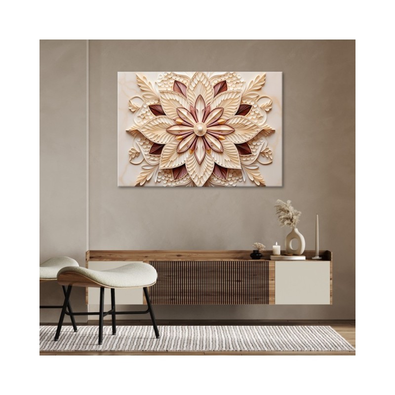 Dekoratives Leinwandbild - AI Blume beige | Feeby