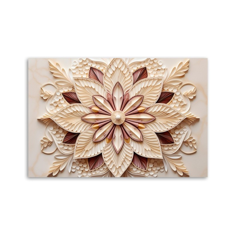 Dekoratives Leinwandbild - AI Blume beige | Feeby