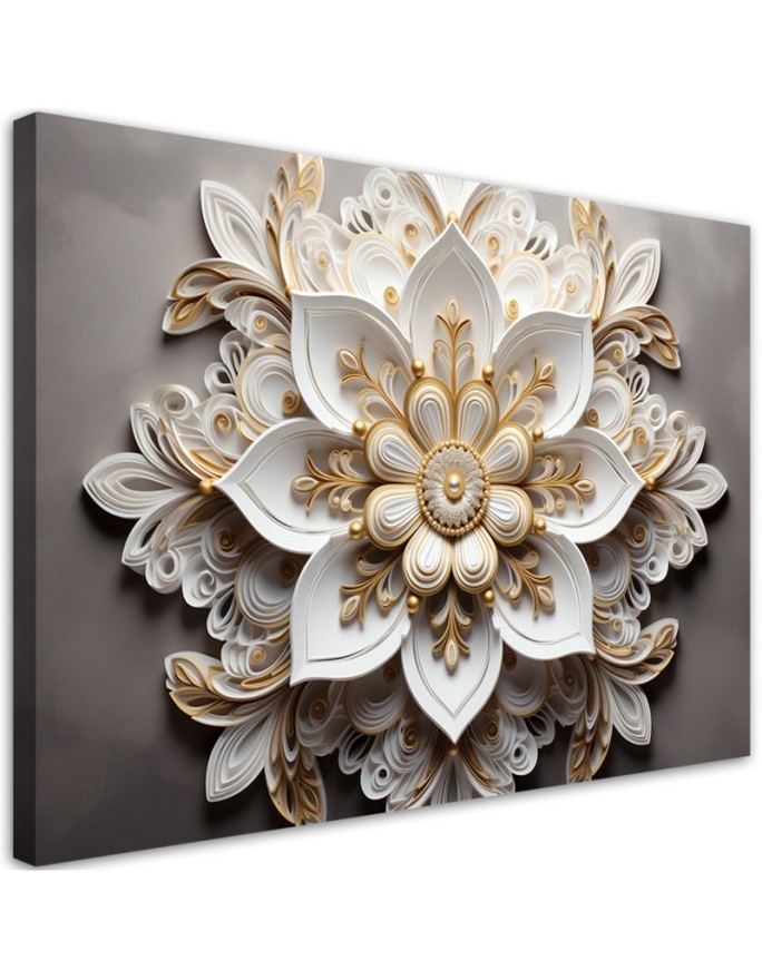 Leinwandbild - AI für die Wand - Weiße Blume 3d | Feeby