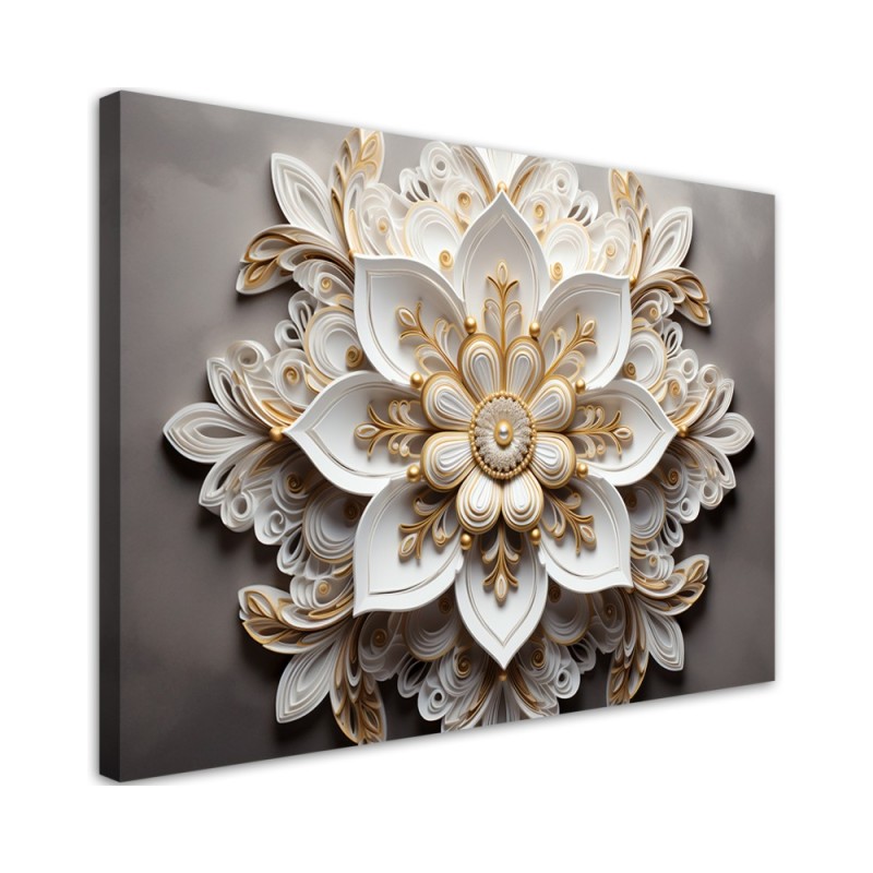 Leinwandbild - AI für die Wand - Weiße Blume 3d | Feeby