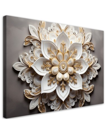 Leinwandbild - AI für die Wand - Weiße Blume 3d | Feeby