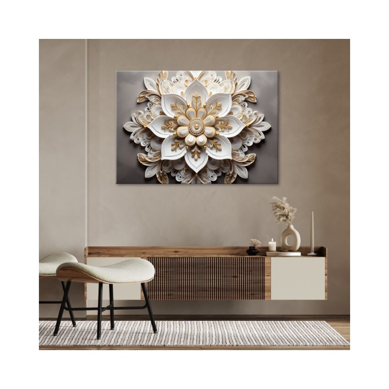 Leinwandbild - AI für die Wand - Weiße Blume 3d | Feeby