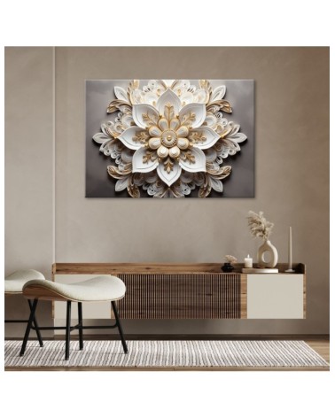 Leinwandbild - AI für die Wand - Weiße Blume 3d | Feeby