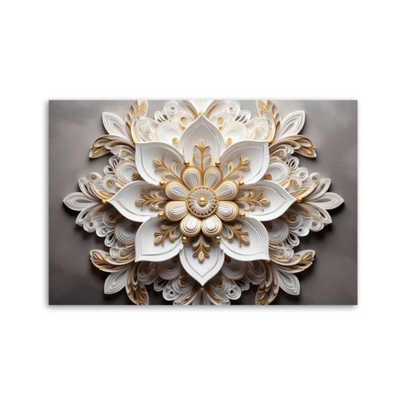 Leinwandbild - AI für die Wand - Weiße Blume 3d | Feeby