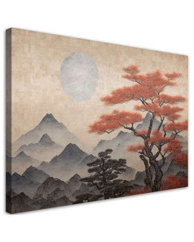Modern painting ai - Beige mountain landscape | FEEBY