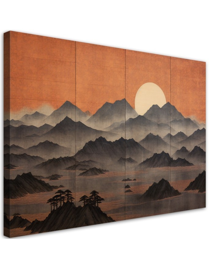 Leinwandbild - Bild für das Wohnzimmer - Berglandschaft 3d | Feeby