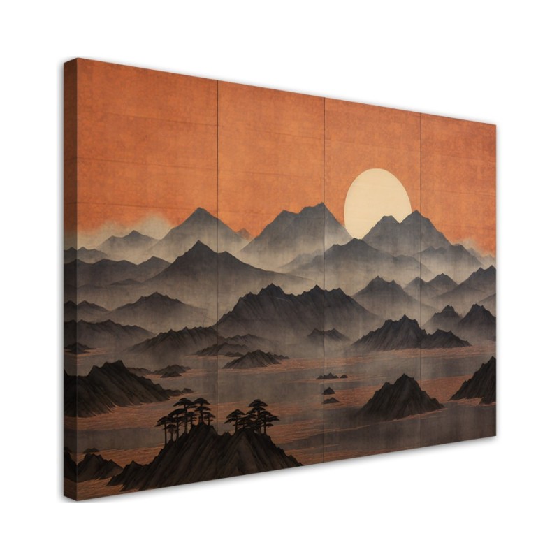 Leinwandbild - Bild für das Wohnzimmer - Berglandschaft 3d | Feeby