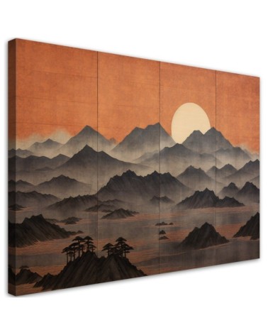 Leinwandbild - Bild für das Wohnzimmer - Berglandschaft 3d | Feeby