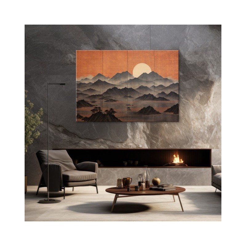 Leinwandbild - Bild für das Wohnzimmer - Berglandschaft 3d | Feeby