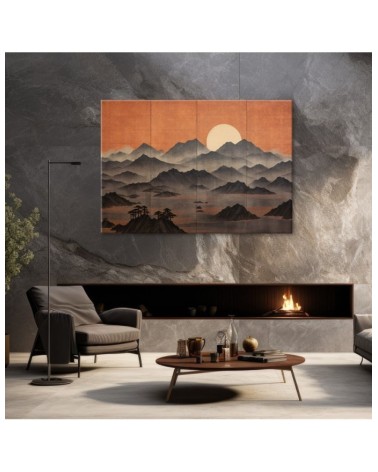 Leinwandbild - Bild für das Wohnzimmer - Berglandschaft 3d | Feeby