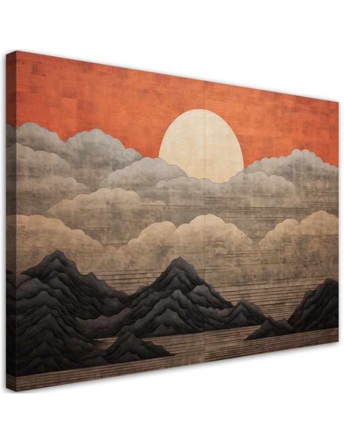 Leinwandbild - Boho - Sonne Wolken Berge | Feeby