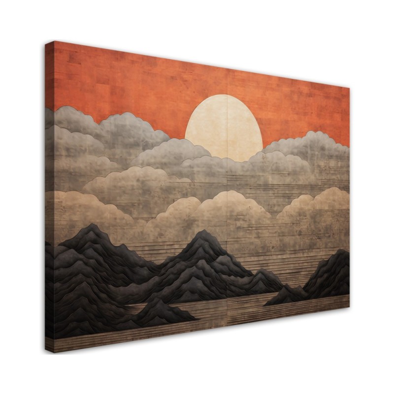 Leinwandbild - Boho - Sonne Wolken Berge | Feeby