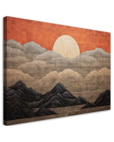 Boho style wall painting - Sun cloud mountain | FEEBY