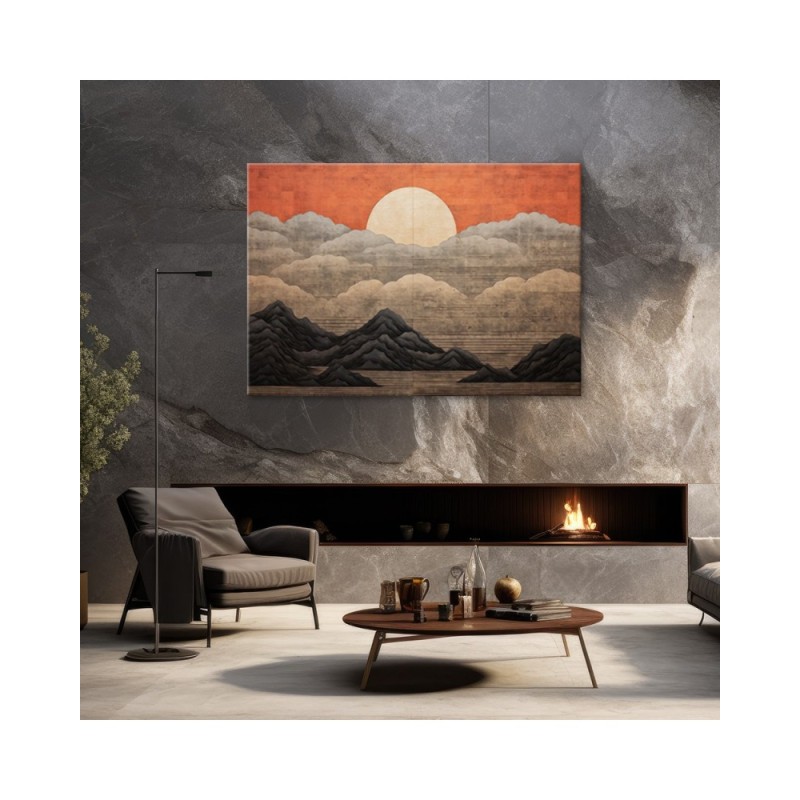 Leinwandbild - Boho - Sonne Wolken Berge | Feeby
